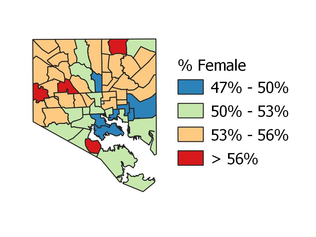 Percent Female in Baltimore